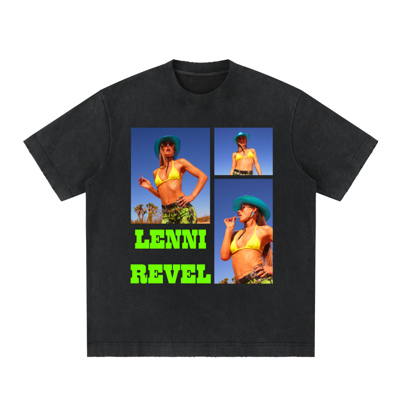 LENNI REVEL Neon Frayed Tee